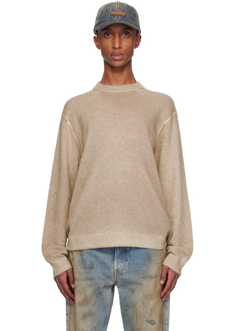 Acne Studios Beige Printed Crewneck Sweater