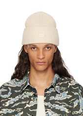 Acne Studios Beige Small Face Logo Beanie