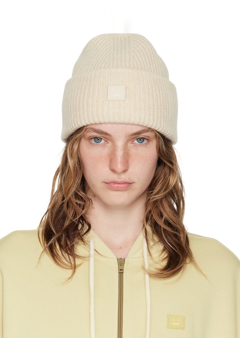 Acne Studios Beige Small Logo Beanie