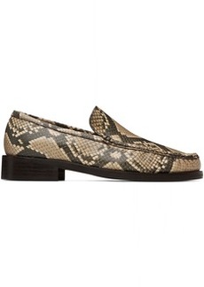 Acne Studios Beige Snake Print Leather Loafers