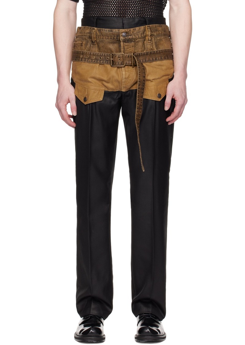 Acne Studios Black & Tan Belted Trousers