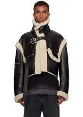 Acne Studios Black Buckle Shearling Jacket