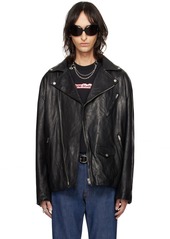 Acne Studios Black Distressed Leather Jacket