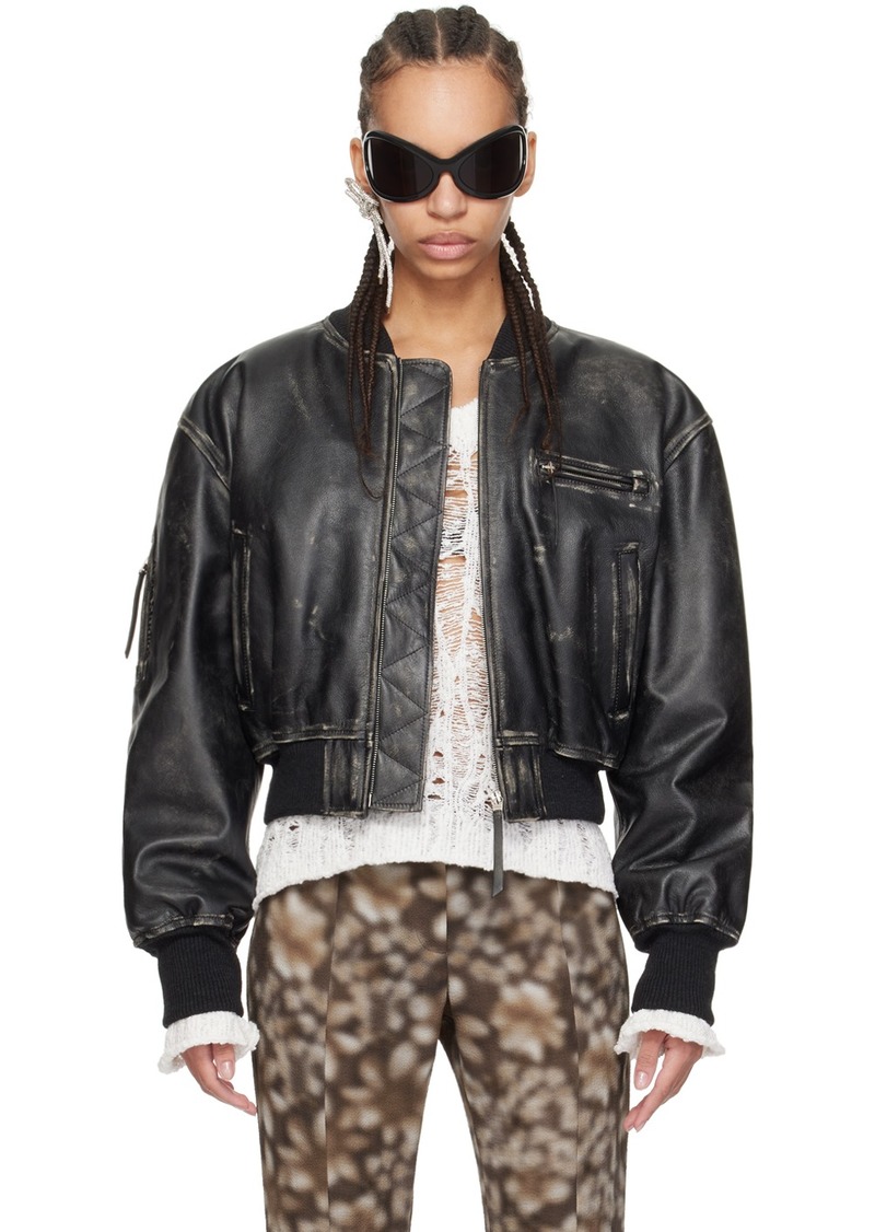 Acne Studios Black Distressed Leather Jacket