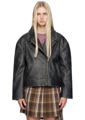 Acne Studios Black Distressed Leather Jacket