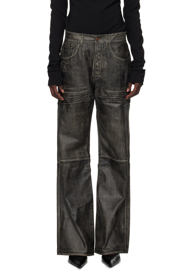 Acne Studios Black Faded Leather Pants