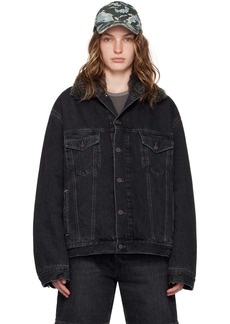 Acne Studios Black Sherpa Collar Denim Jacket