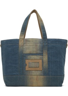 Acne Studios Blue & Beige Denim Tote