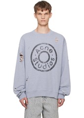 Acne Studios Blue Distressed Printed-Logo Sweatshirt