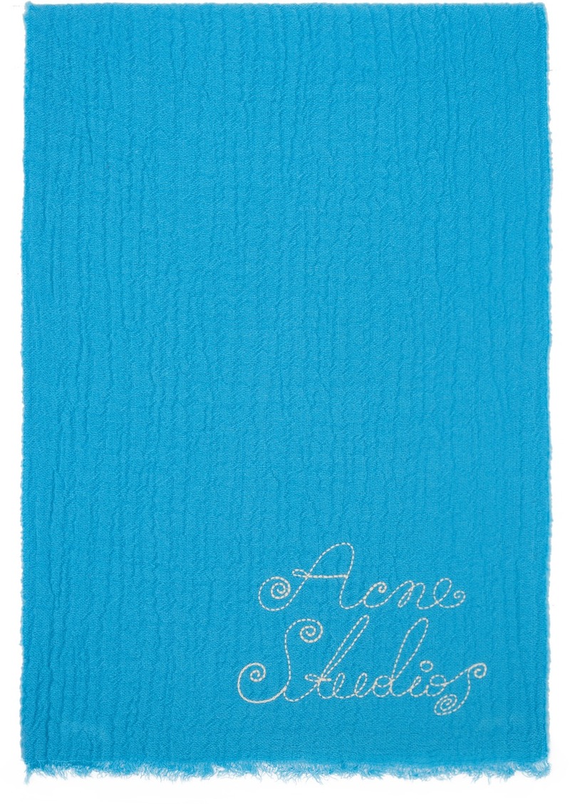 Acne Studios Blue Embroidered Scarf