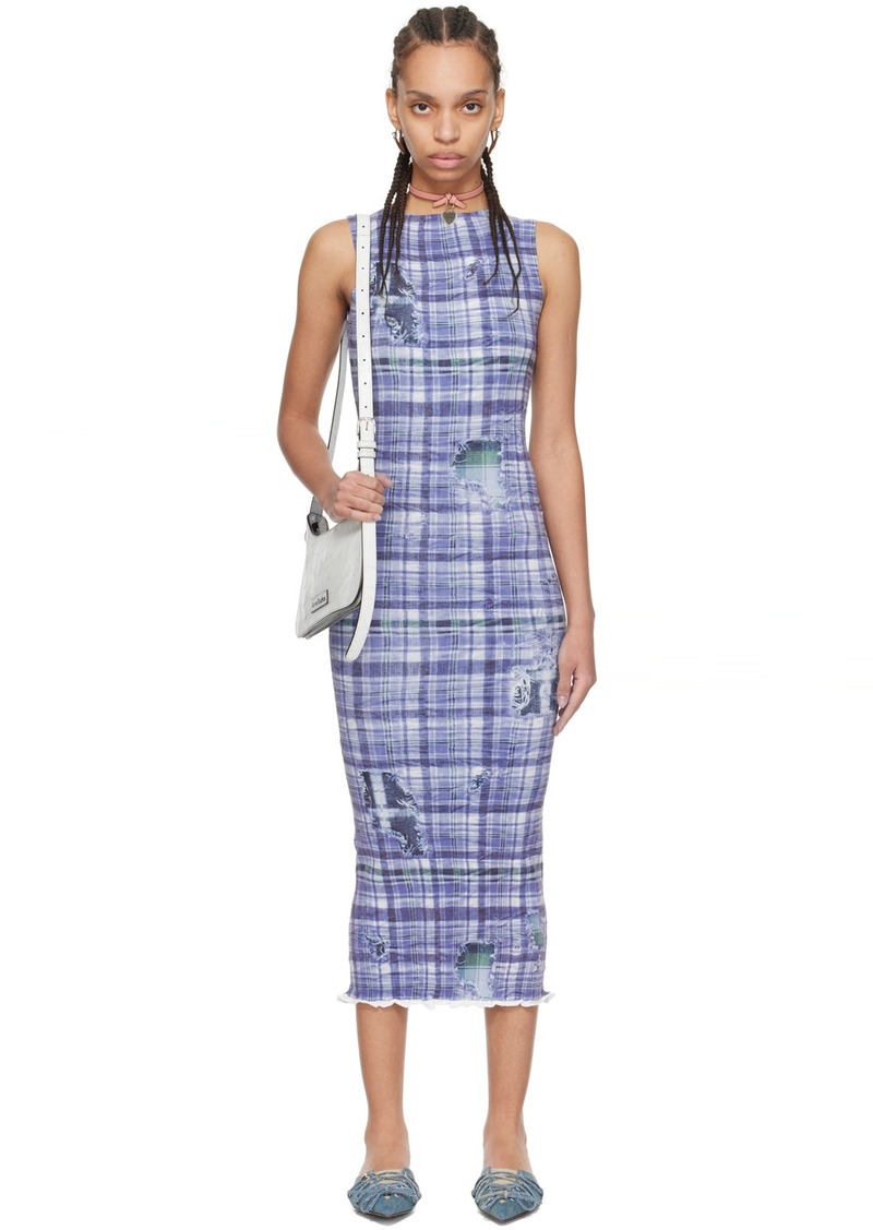 Acne Studios Blue Printed Midi Dress