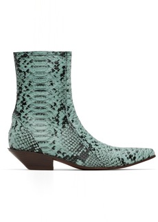 Acne Studios Blue Snake Print Ankle Boots