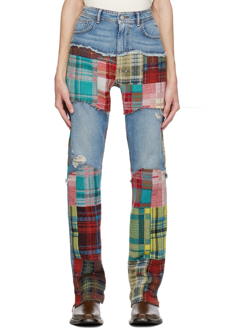 Acne Studios Blue Tartan Jeans