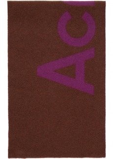 Acne Studios Brown & Pink Logo Jacquard Scarf