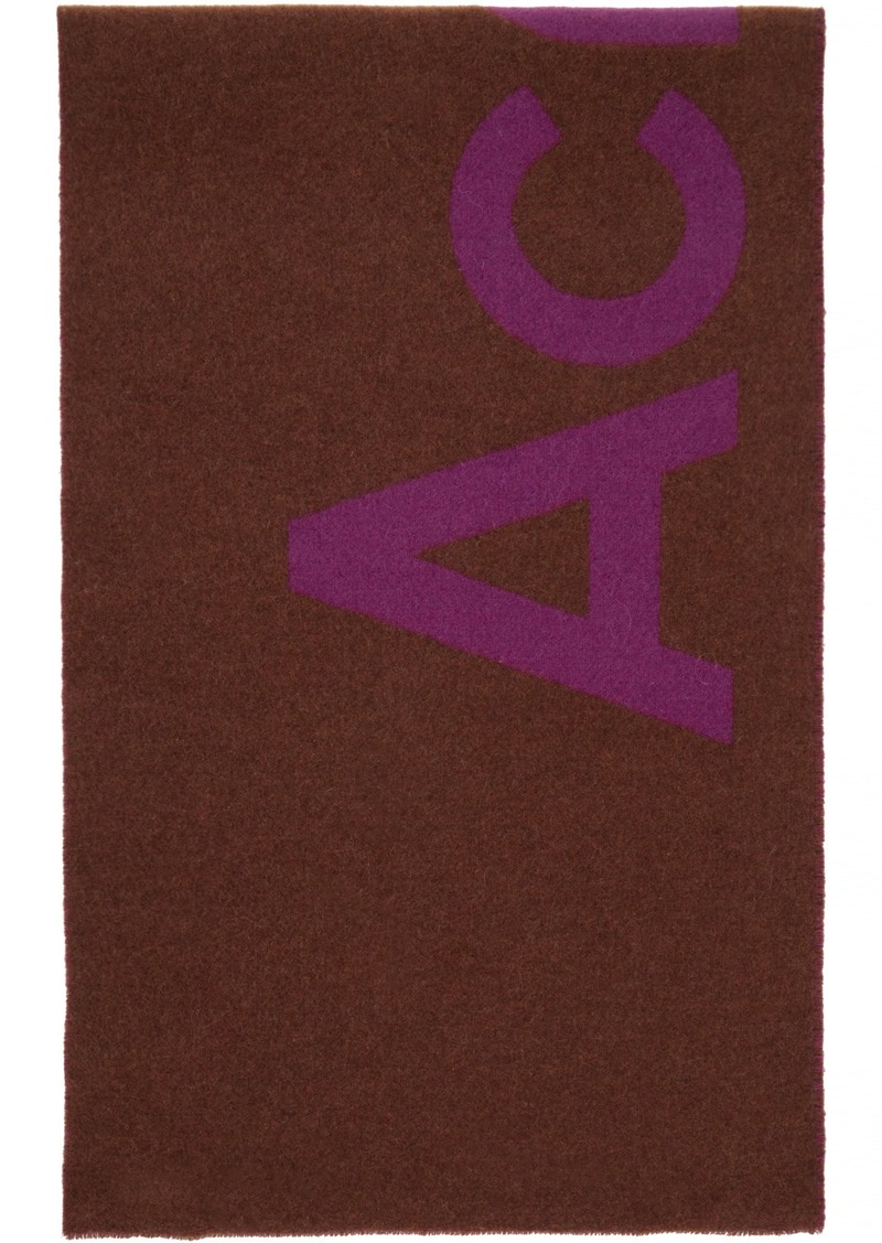 Acne Studios Brown & Pink Logo Jacquard Scarf