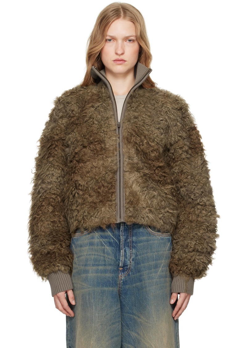 Acne Studios Brown Cropped Faux-Fur Jacket