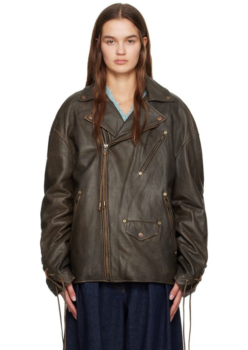 Acne Studios Brown Laced Leather Jacket