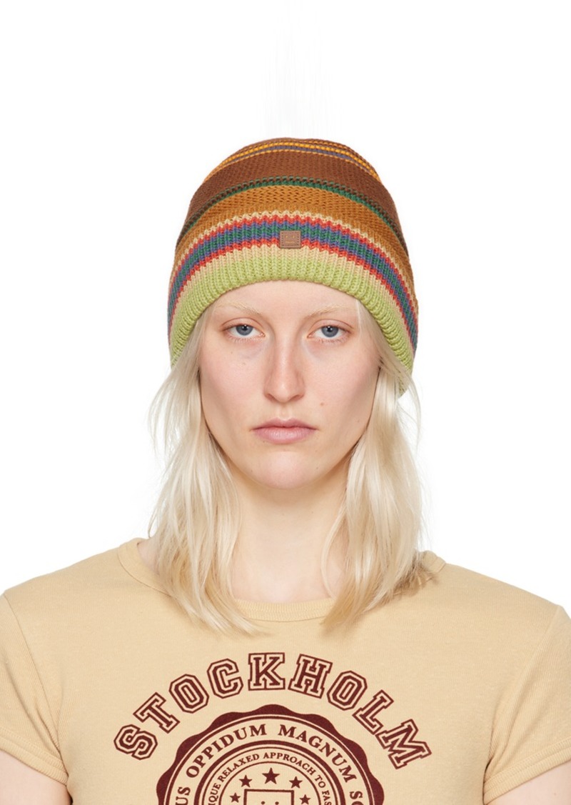 Acne Studios Brown Striped Beanie