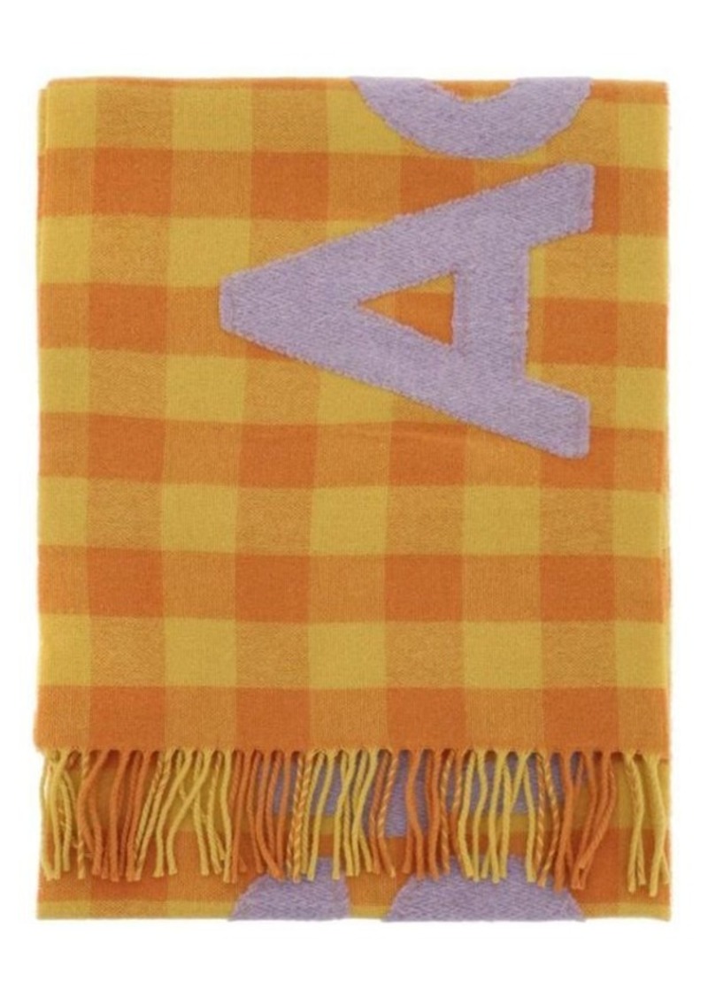 Acne studios check logo scarf