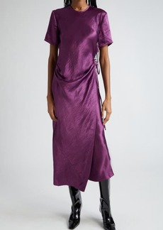 Acne Studios Daika Textured Satin Faux Wrap Midi Dress