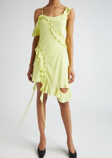 Acne Studios Daky Asymmetric Ruffle Lace-Up Detail Dress
