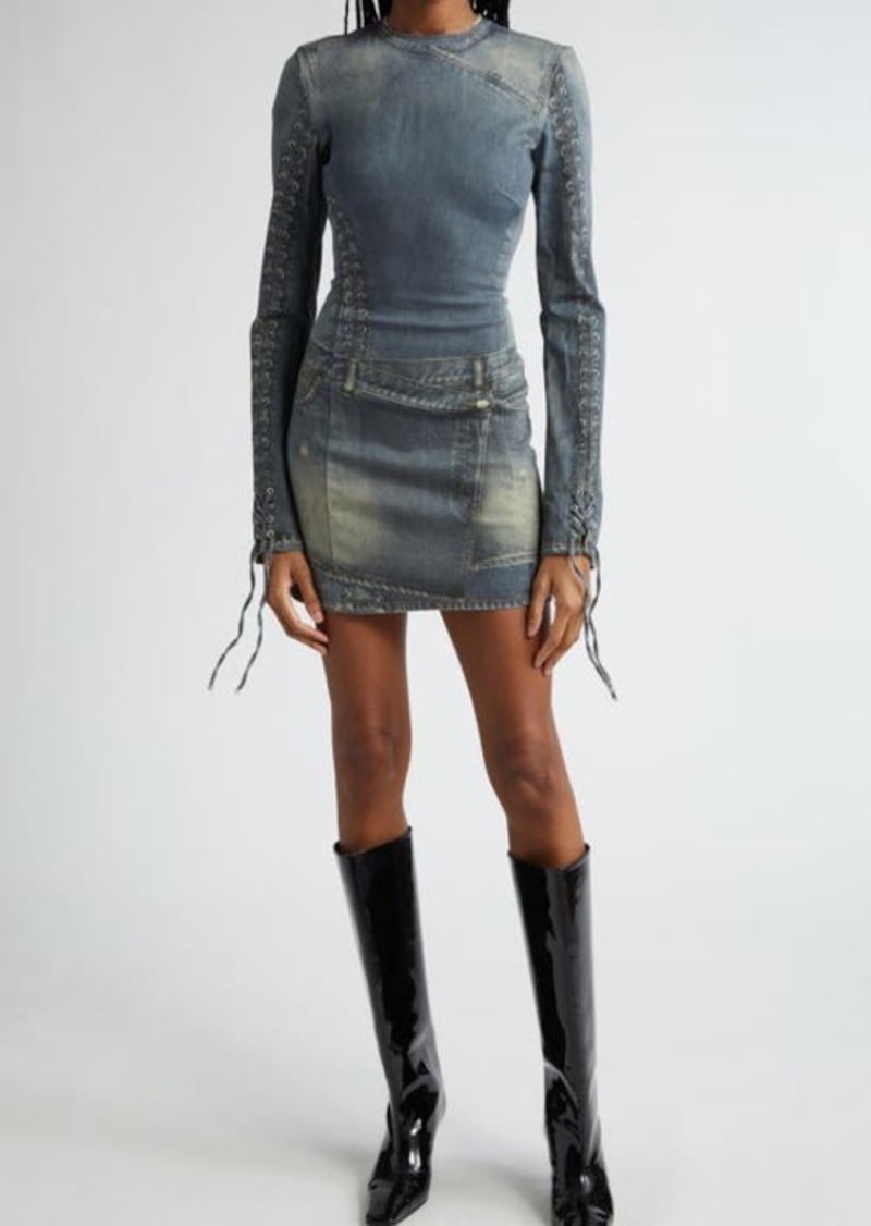 Acne Studios Deanna Trompe l'Oeil Long Sleeve Knit Minidress