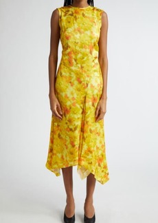 Acne Studios Difella Blurred Flower Satin Midi Dress