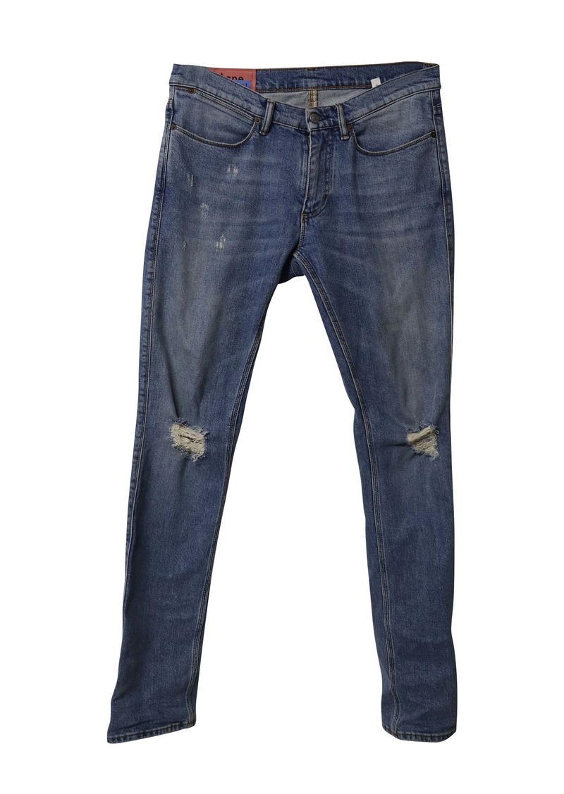 Acne Studios Distressed Jeans in Blue Cotton Denim