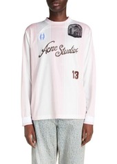 Acne Studios Embroidered Logo Stripe Long Sleeve Graphic T-Shirt