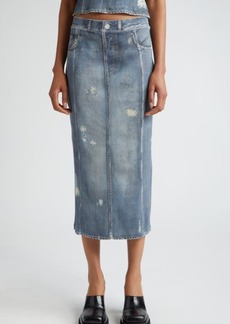 Acne Studios Etty Denim Trompe l'Oeil Cotton Midi Skirt