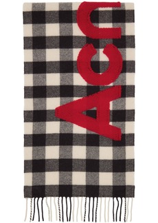 Acne Studios Gray & Off-White Check Logo Scarf