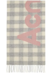 Acne Studios Gray & White Check Logo Scarf