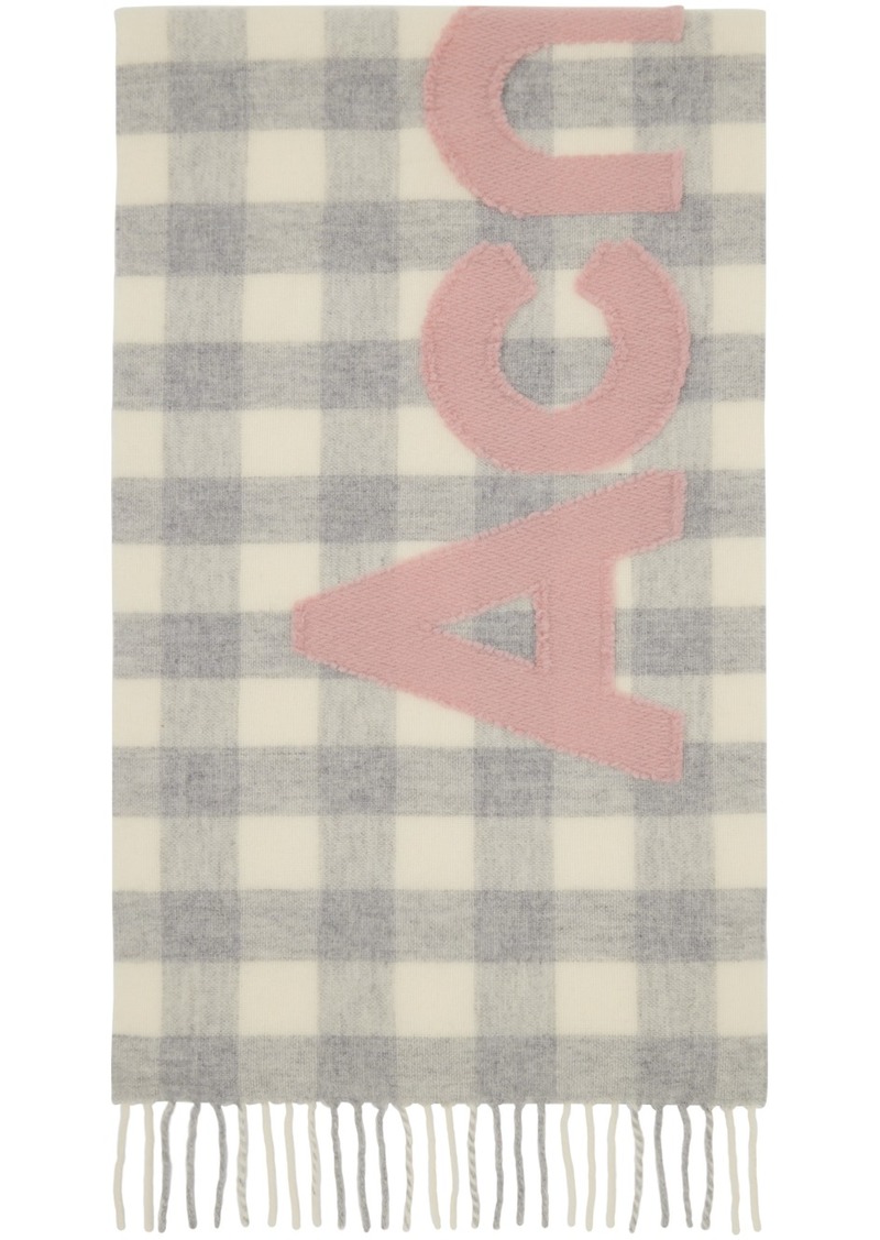 Acne Studios Gray & White Check Logo Scarf