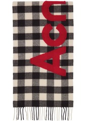 Acne Studios Gray & White Check Logo Scarf