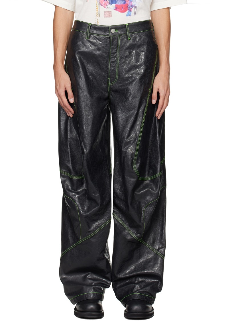 Acne Studios Gray Embroidered Leather Pants