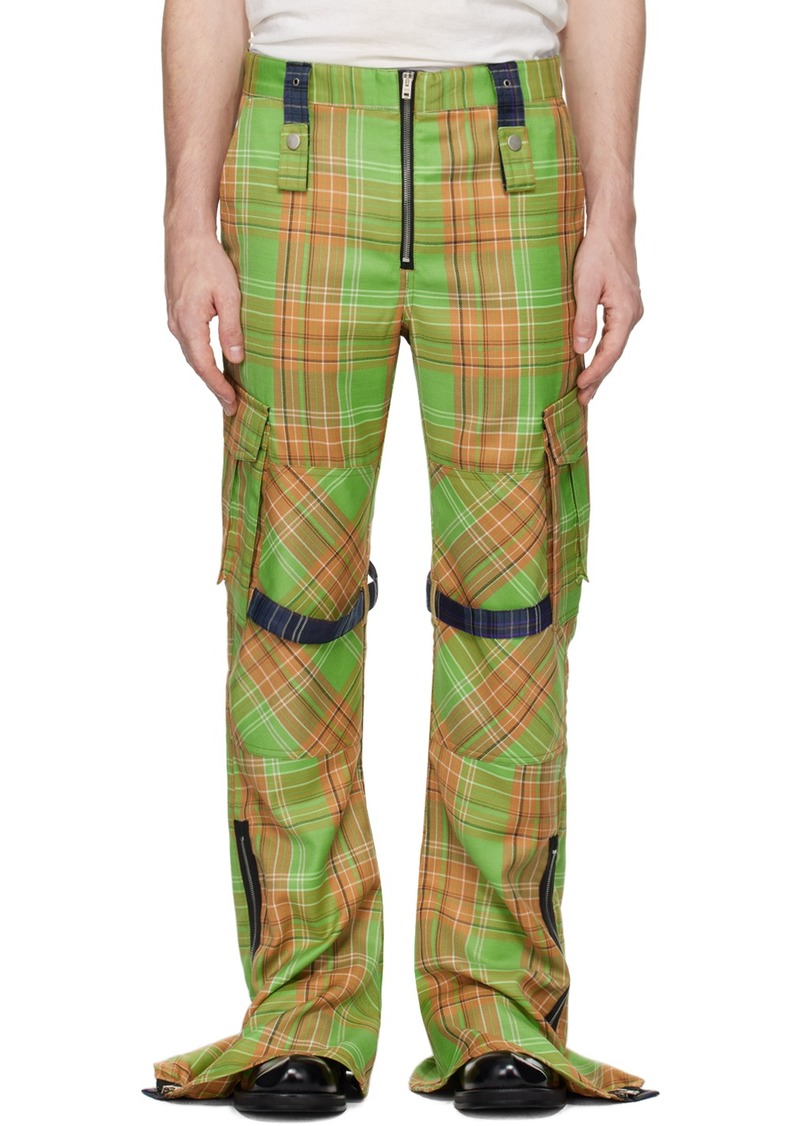 Acne Studios Green & Orange Cargo Check Trousers