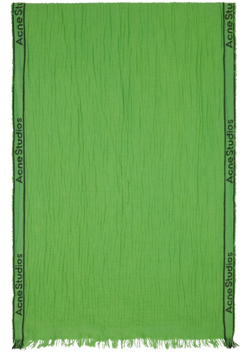 Acne Studios Green Fringed Scarf