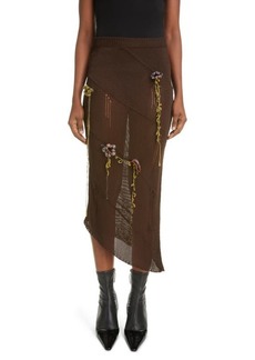 Acne Studios Keelah Floral Appliqué Distressed Knit Skirt