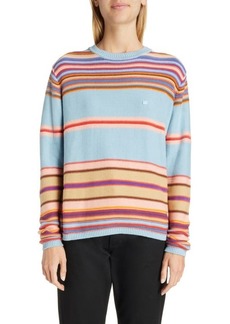 Acne Studios Kenzil Face Patch Stripe Cotton Sweater