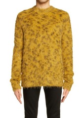Acne Studios Leopard Jacquard Crewneck Sweater in Mustard Yellow/White at Nordstrom
