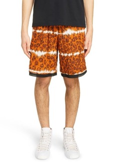 Acne Studios Leopard Print Cotton Shorts in Rust Red/Brown at Nordstrom