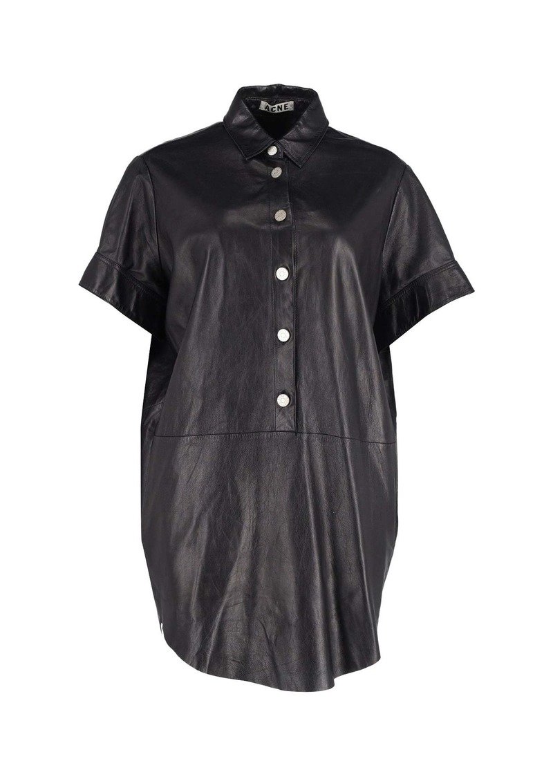 Acne Studios Marla Mini Dress in Black Lambskin Leather