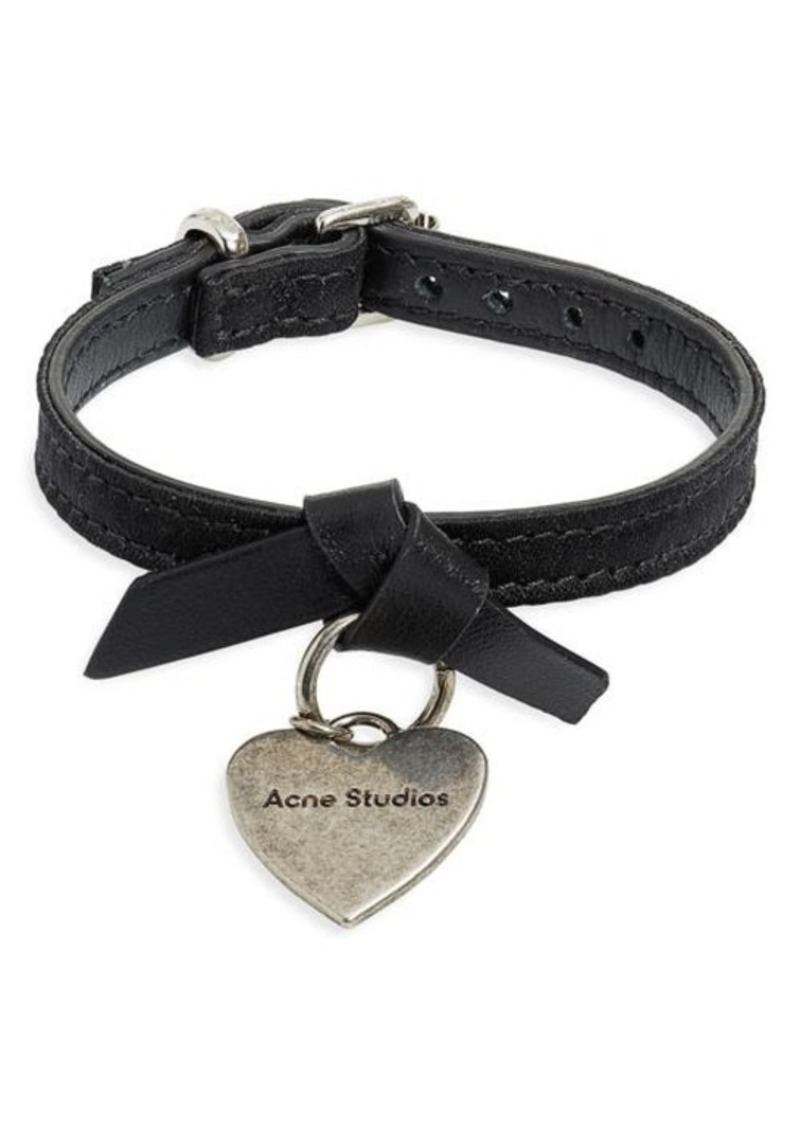 Acne Studios Musubi Faux Leather Heart Charm Bracelet