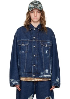 Acne Studios Navy Distressed Denim Jacket