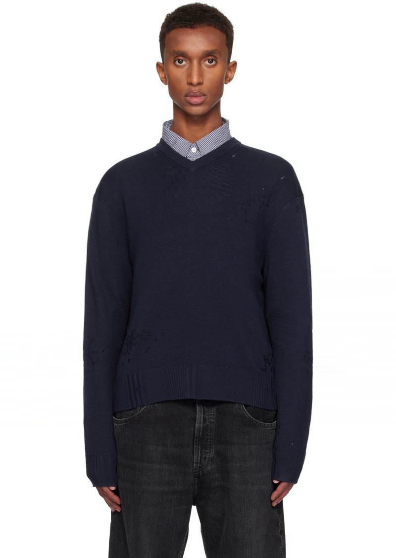 Acne Studios Navy Distressed Sweater