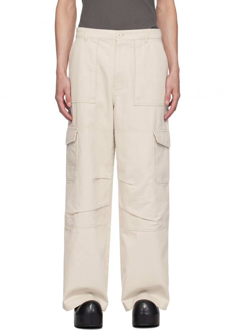 Acne Studios Off-White Pleats Cargo Pants