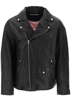 Acne studios oversized leather biker jacket