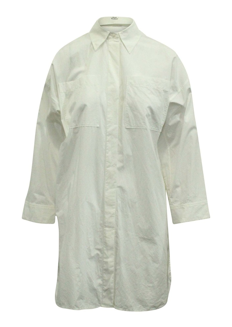 Acne Studios Oversized Shirt Dress in White Cotton