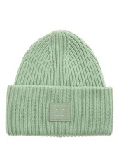 Acne Studios Pansy Face Patch Rib Wool Beanie