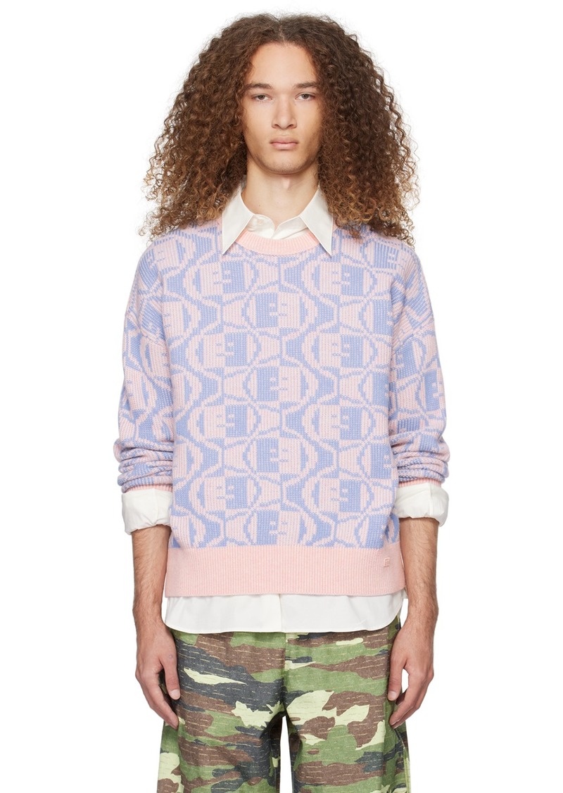 Acne Studios Pink & Blue Jacquard Sweater